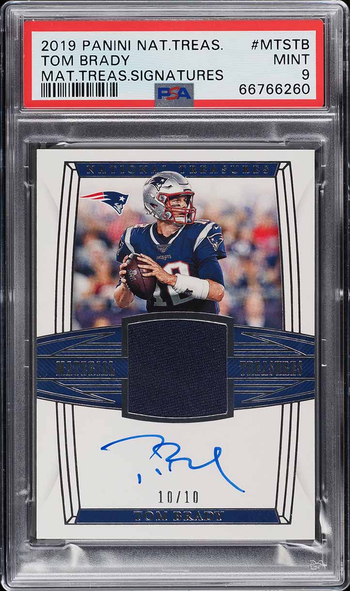 2019 National Treasures Material Signatures Tom Brady PATCH AUTO /10 PSA 9 MINT