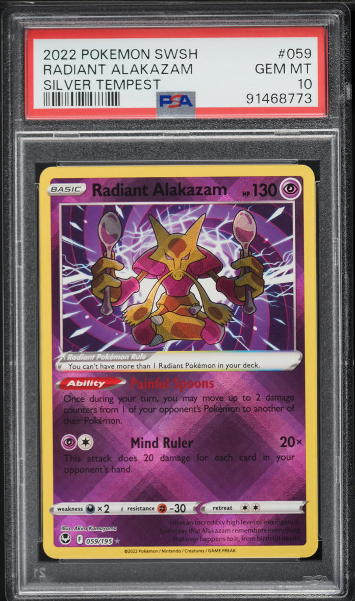 2022 Pokemon Sword & Shield Silver Tempest Radiant Alakazam #59 PSA 10 GEM MINT