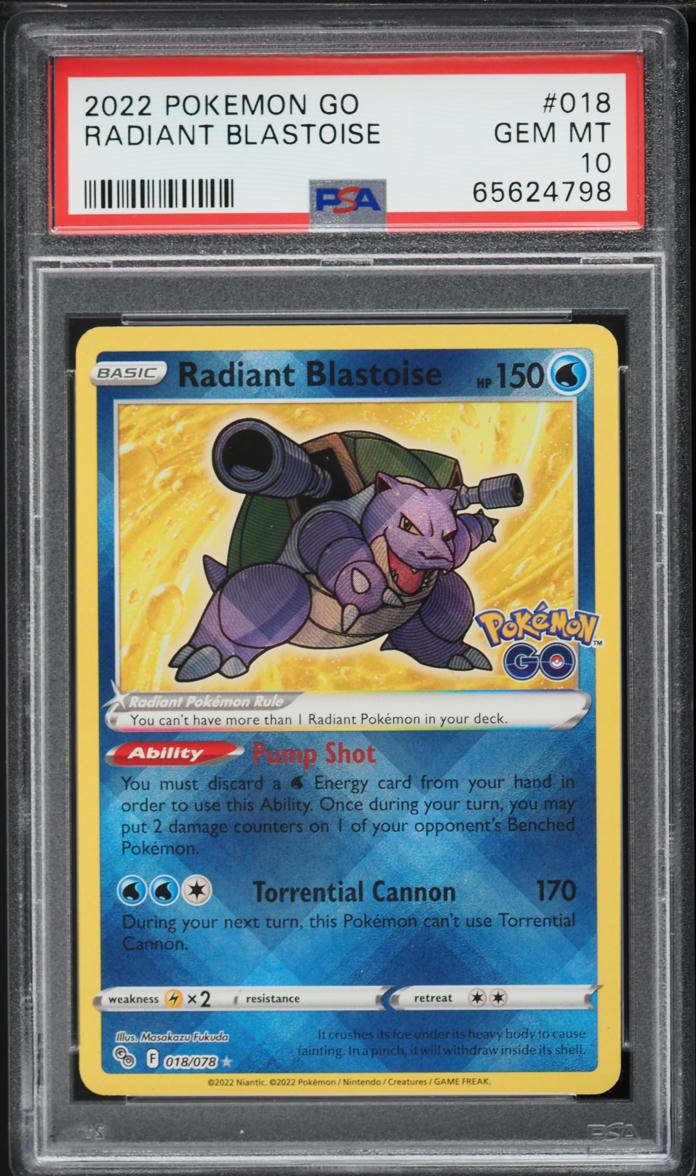 2022 Pokemon Sword & Shield Pokemon GO Holo Radiant Blastoise #18 PSA 10 GEM MINT