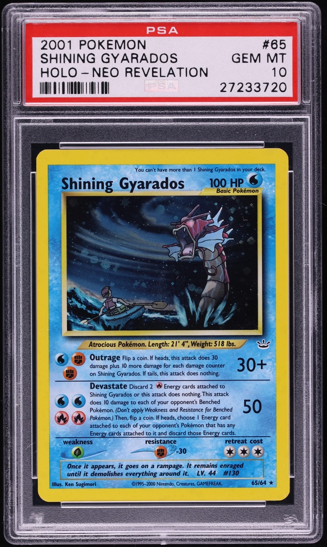 2001 Pokemon Neo Revelation Holo Shining Gyarados #65 PSA 10 GEM MINT