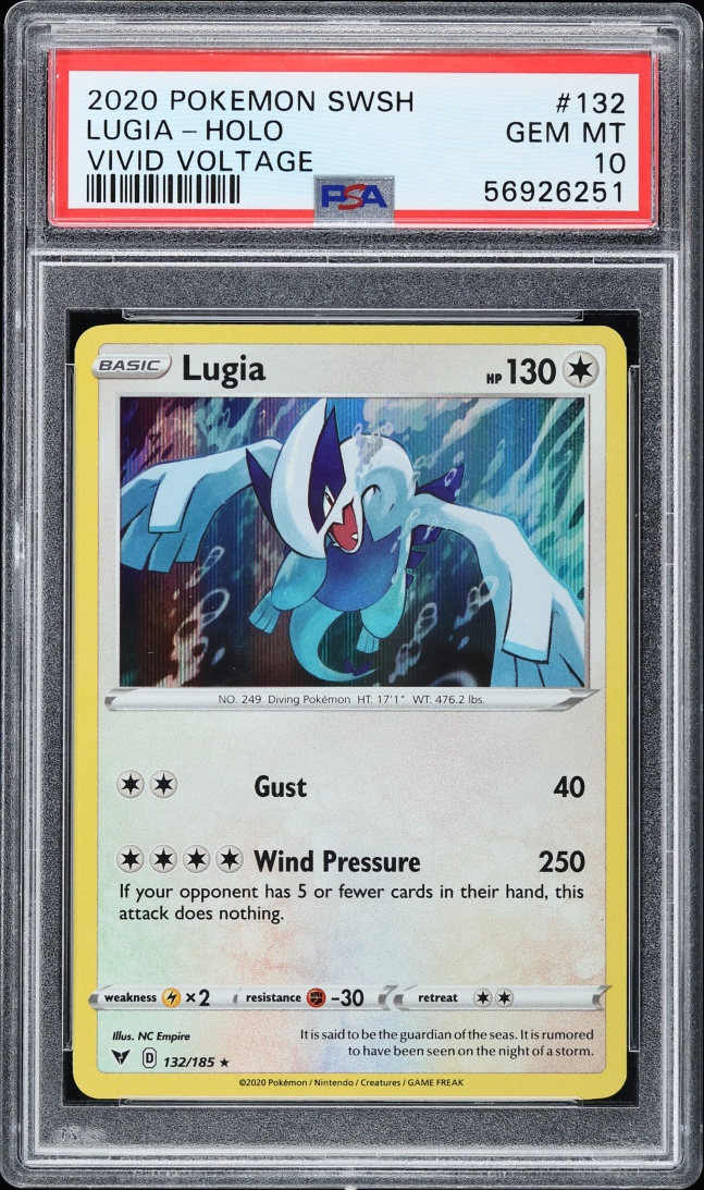 2020 Pokemon Sword & Shield Vivid Voltage Holo Lugia #132 PSA 10 GEM MINT