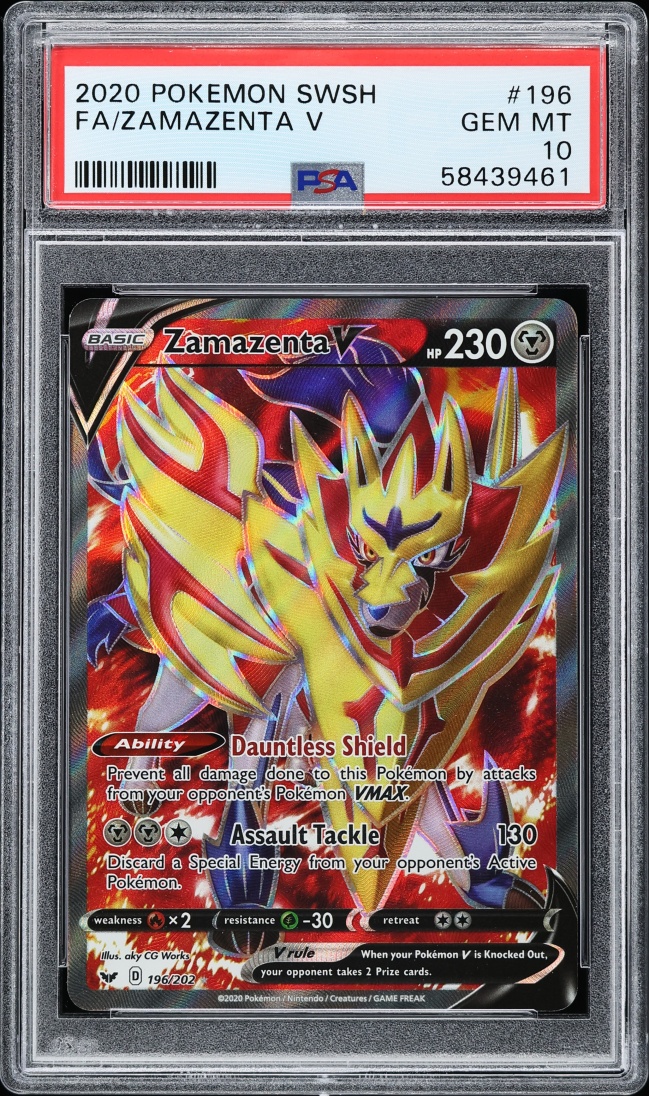 2020 Pokemon Sword & Shield Full Art Zamazenta V #196 PSA 10 GEM MINT