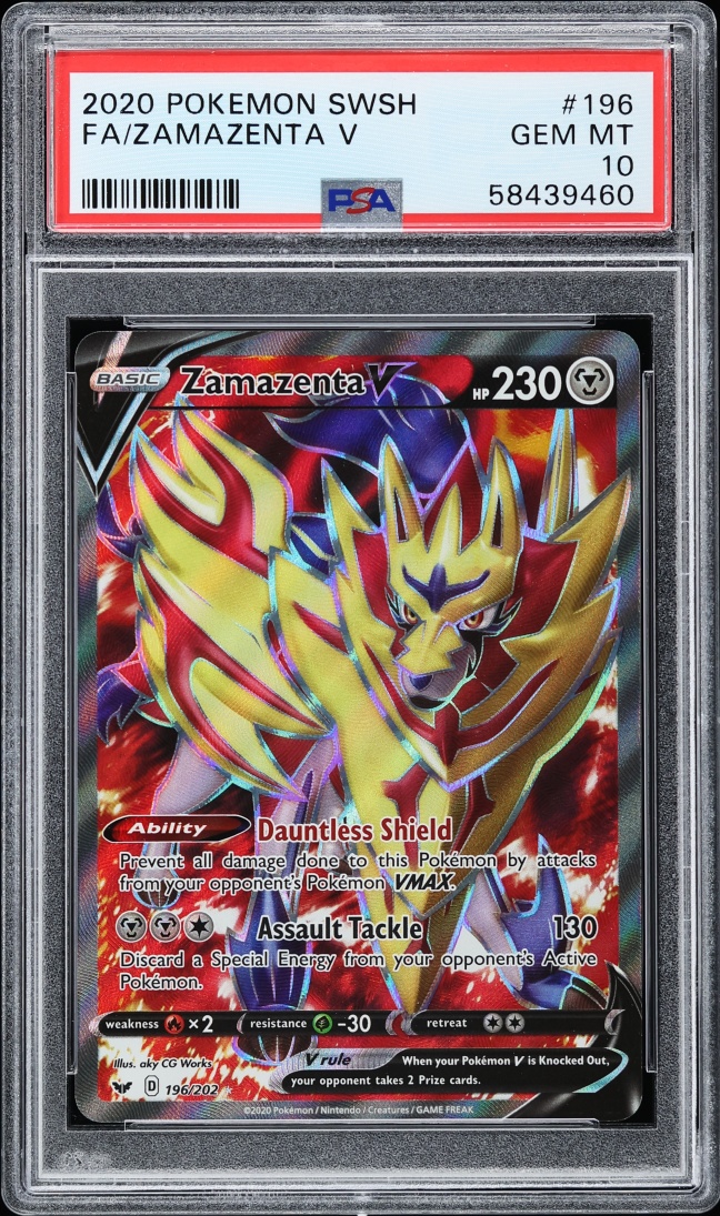 2020 Pokemon Sword & Shield Full Art Zamazenta V #196 PSA 10 GEM MINT