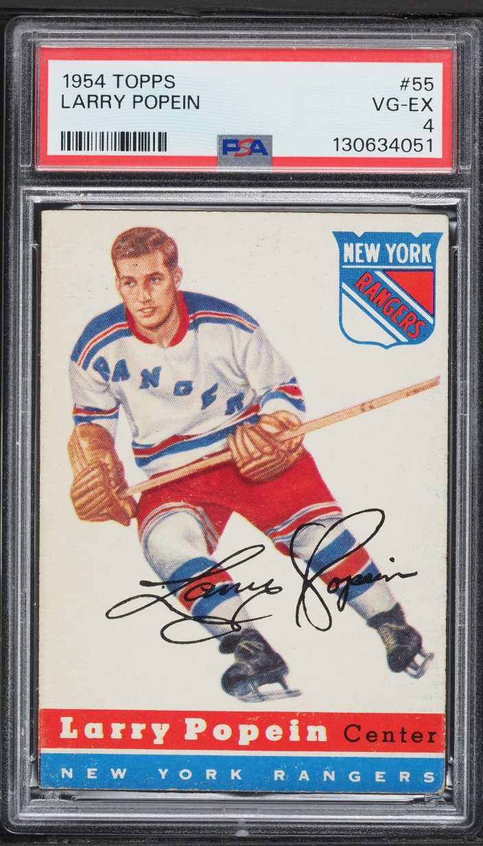 1954 Topps Hockey Larry Popein ROOKIE #55 PSA 4 VGEX