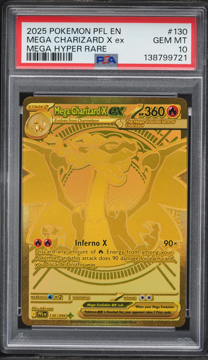 2025 Pokemon Mega Evolution Phantasmal Flames MHR Mega Charizard X EX #130 PSA 10 GEM
