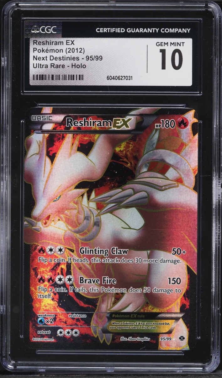 2012 Pokemon Black & White Next Destinies Full Art Reshiram EX #95 CGC 10 GEM MINT