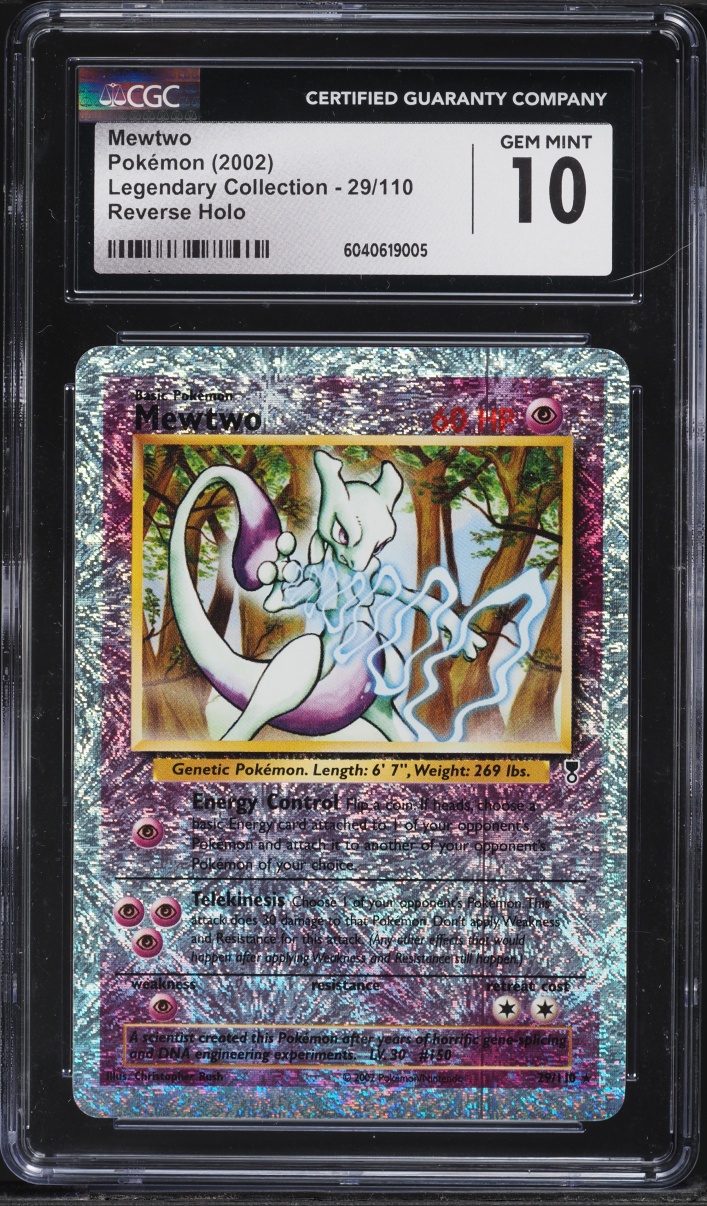 2002 Pokemon Legendary Collection Reverse Holo Mewtwo #29 CGC 10 GEM MINT