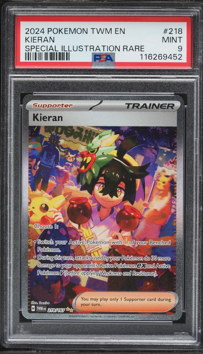 2024 Pokemon Scarlet & Violet Twilight Masquerade SIR Kieran #218 PSA 9 MINT