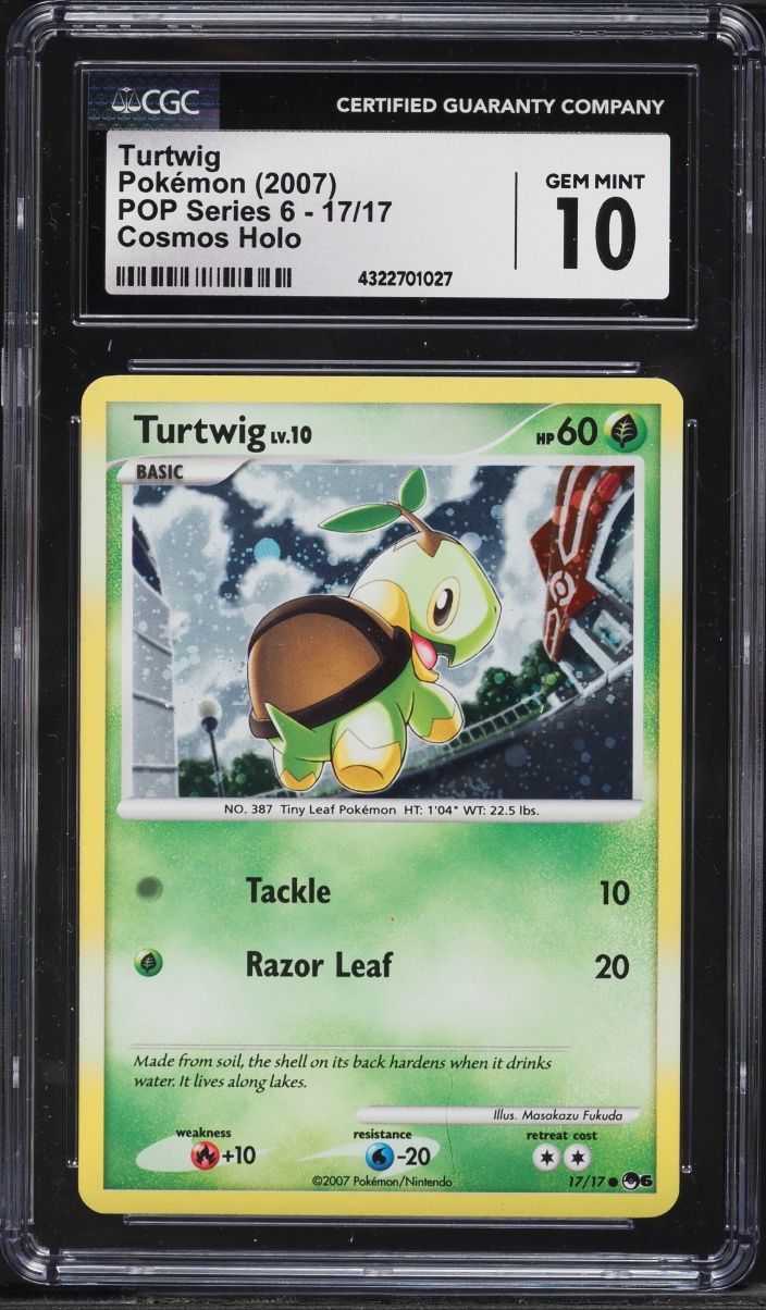 2007 Pokemon POP Series 6 Cosmos Holo Turtwig #17 CGC 10 GEM MINT