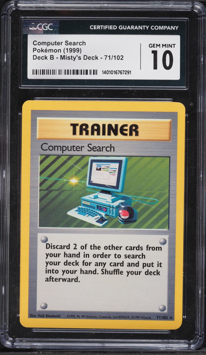 1999 Pokemon Trainer Deck B Misty's Deck Computer Search #71 CGC 10 GEM MINT