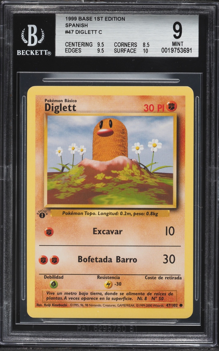 1999 Pokemon Spanish Base Set 1st Edition Diglett #47 BGS 9 MINT