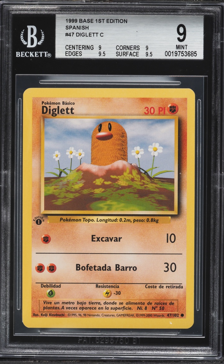 1999 Pokemon Spanish Base Set 1st Edition Diglett #47 BGS 9 MINT