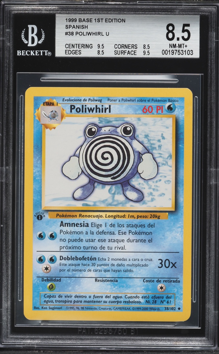1999 Pokemon Spanish Base Set 1st Edition Poliwhirl #38 BGS 8.5 NM-MT+