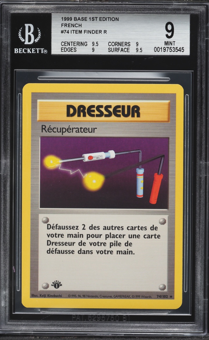 1999 Pokemon French Base 1st Edition Item Finder #74 BGS 9 MINT