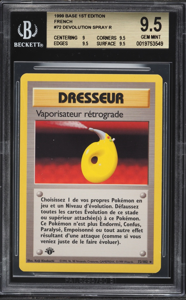 1999 Pokemon French Base 1st Edition Devolution Spray #72 BGS 9.5 GEM MINT