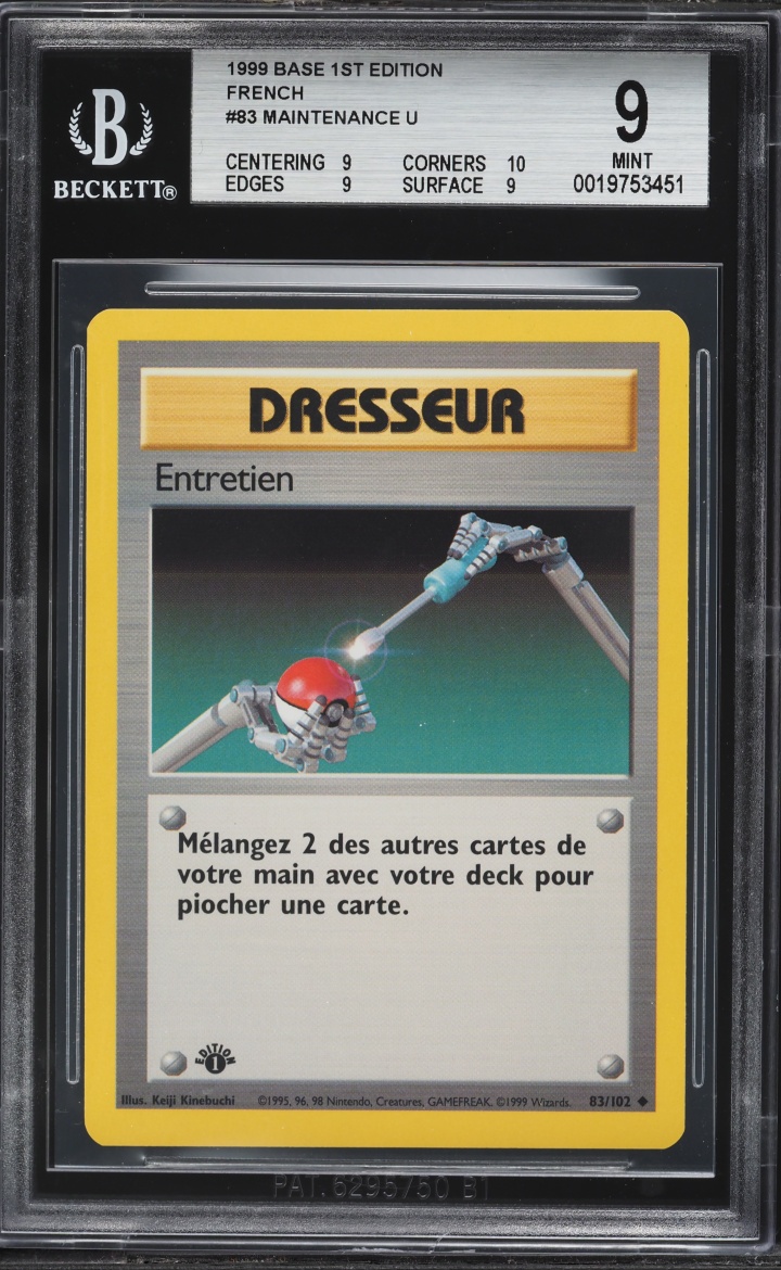 1999 Pokemon French Base Set 1st Edition Maintenance #83 BGS 9 MINT