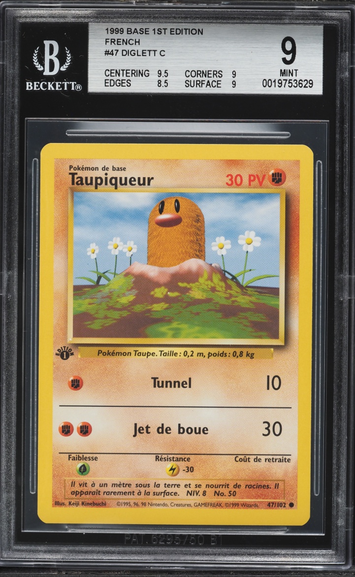 1999 Pokemon French Base 1st Edition Diglett #47 BGS 9 MINT