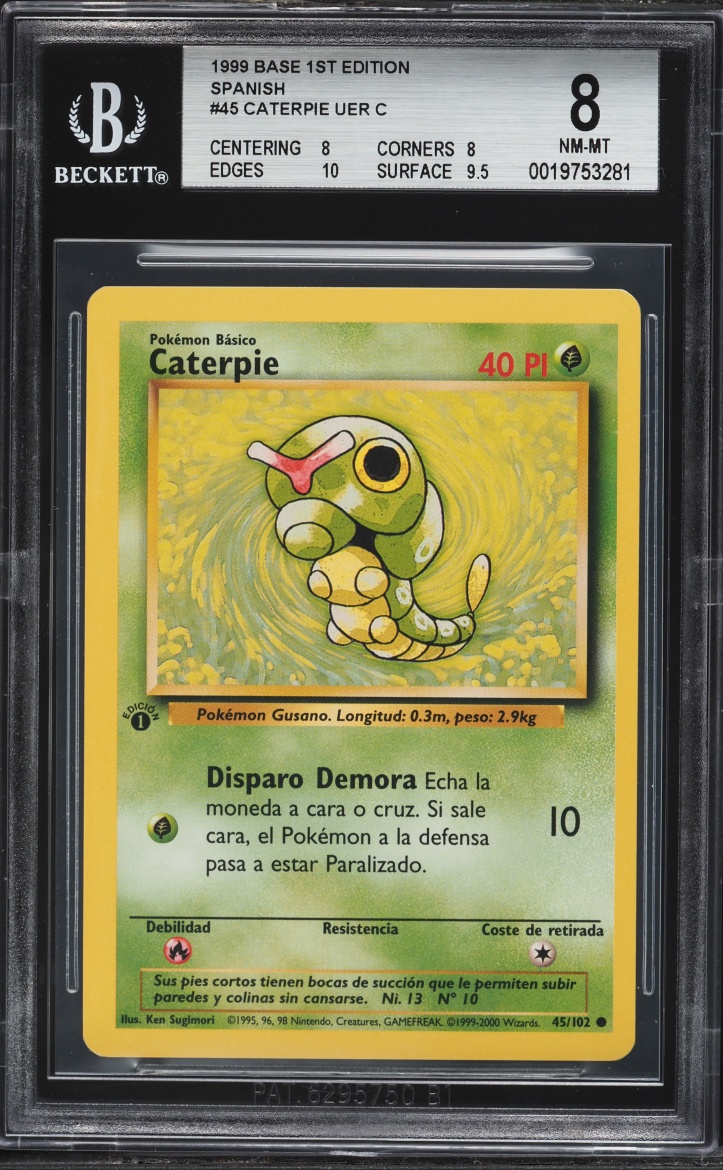 1999 Pokemon Spanish Base Set 1st Edition Caterpie #45 BGS 8 NM-MT