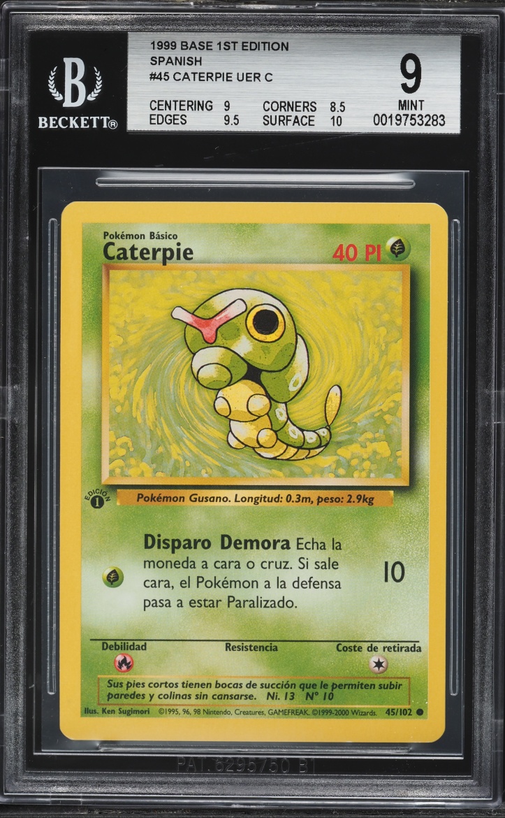 1999 Pokemon Spanish Base Set 1st Edition Caterpie #45 BGS 9 MINT