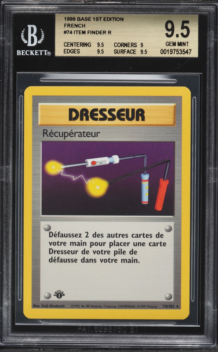 1999 Pokemon French Base 1st Edition Item Finder #74 BGS 9.5 GEM MINT