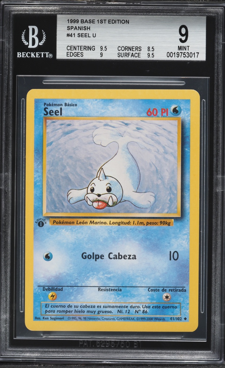 1999 Pokemon Spanish Base Set 1st Edition Seel #41 BGS 9 MINT