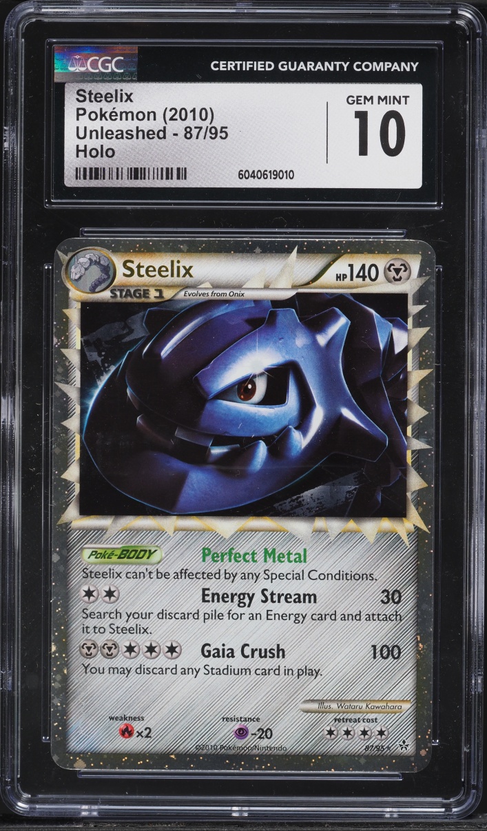 2010 Pokemon HeartGold & SoulSilver Unleashed Holo Steelix #87 CGC 10 GEM MINT