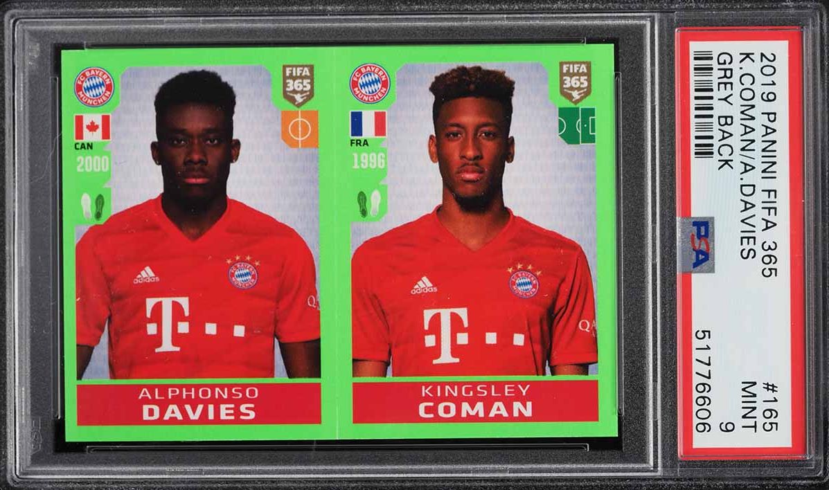 2019 Panini FIFA 365 Gray Back Kingsley Coman & Alphonso Davies #165 PSA 9 MINT