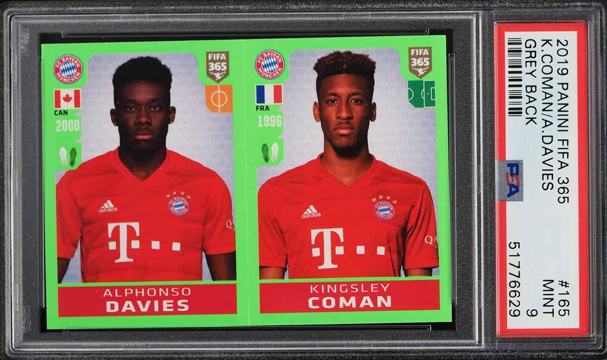2019 Panini FIFA 365 Gray Back Kingsley Coman & Alphonso Davies #165 PSA 9 MINT