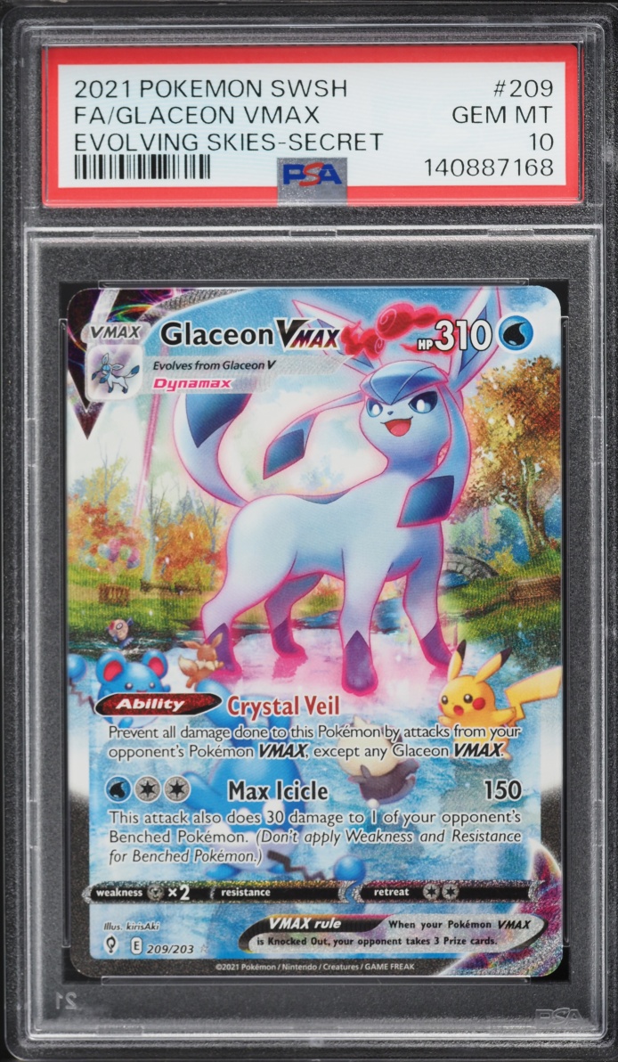 2021 Pokemon Sword & Shield Evolving Skies Alt Art Glaceon VMAX #209 PSA 10 GEM MINT