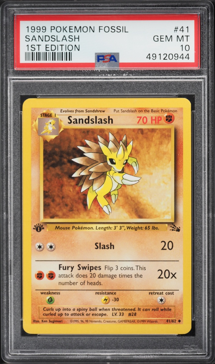 1999 Pokemon Fossil 1st Edition Sandslash #41 PSA 10 GEM MINT