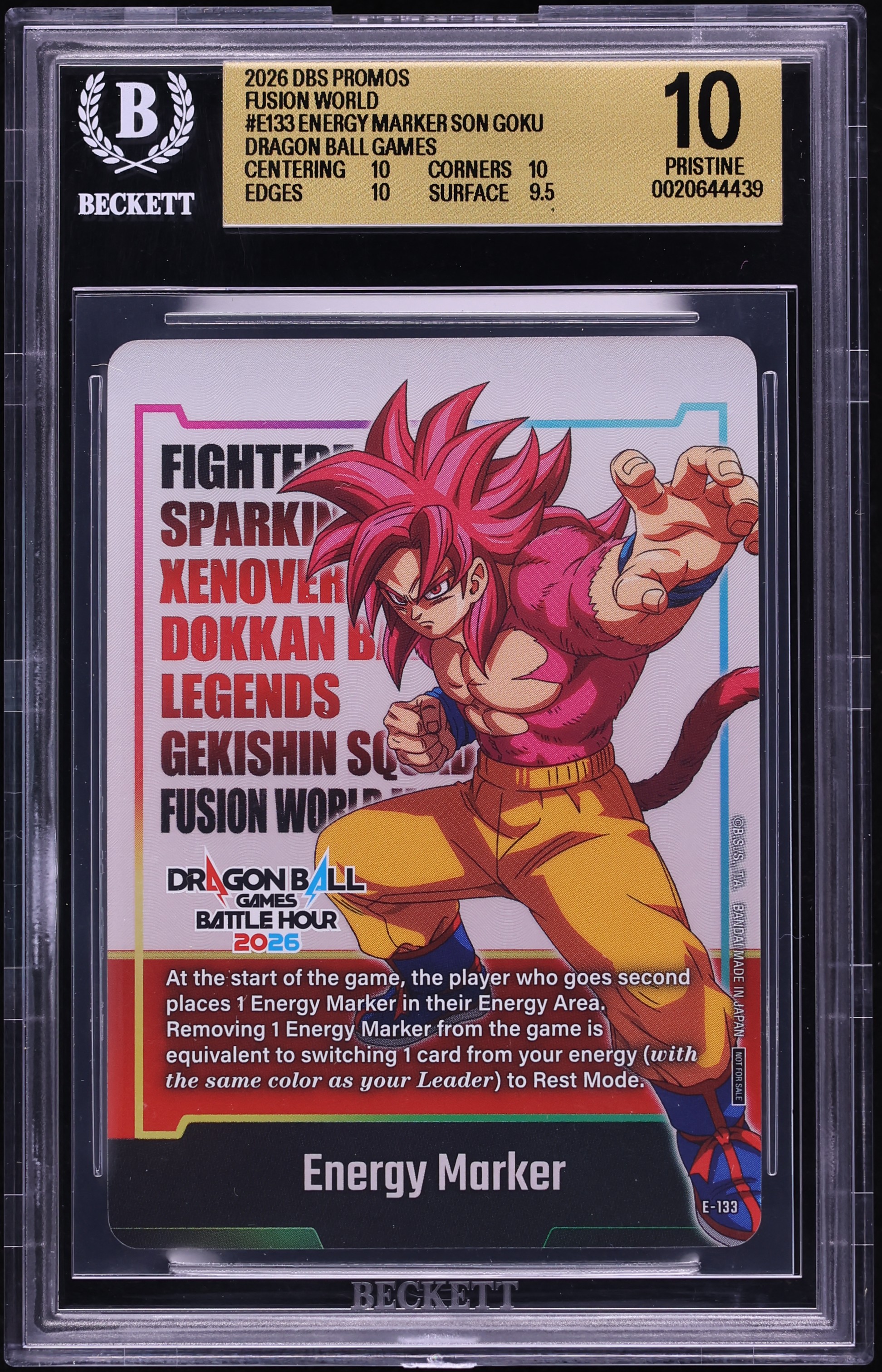 2026 Dragon Ball Super Fusion World Promo Battle Hour Premium Energy Marker BGS 10 PRISTINE