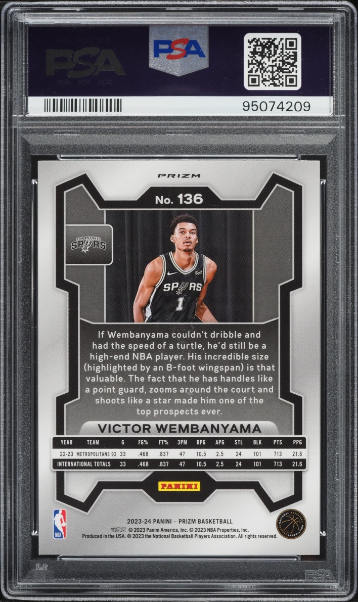 2023 Panini Prizm Pink Ice Victor Wembanyama ROOKIE #136 PSA 10 GEM MINT
