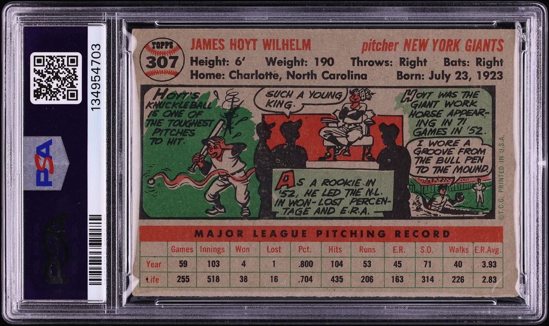 1956 Topps Hoyt Wilhelm #307 PSA 4 VGEX