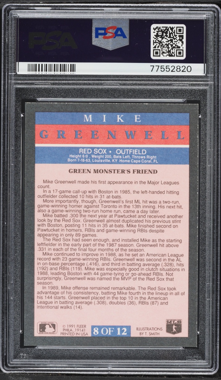 1991 Fleer Pro-Vision Mike Greenwell #8 PSA 9 MINT
