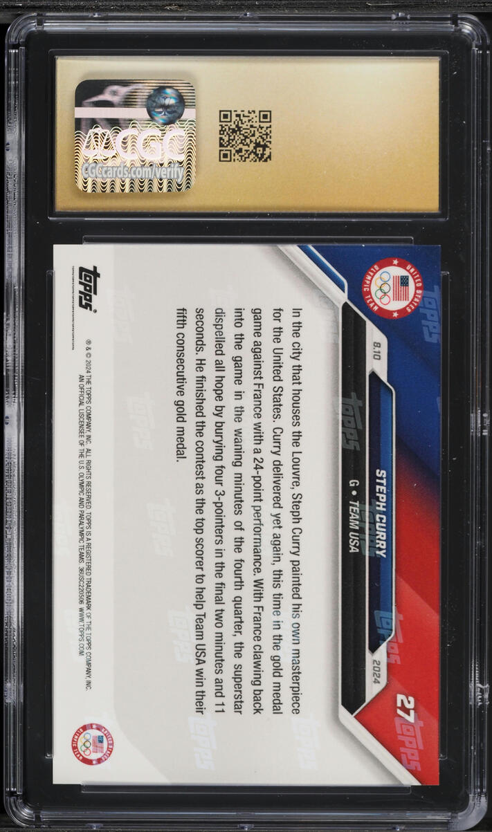 2024 Topps Now Olympic Games Stephen Curry #27 CGC 10 PRISTINE