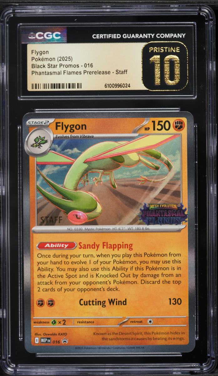 2025 Pokemon Mega Promo Phantasmal Flames Prerelease Staff Flygon #016 CGC 10 PRISTINE