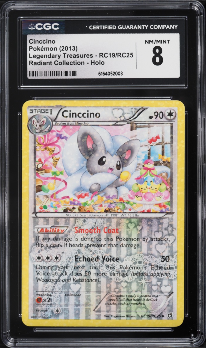 2013 Pokemon BW Legendary Treasures Radiant Collection Holo Cinccino #RC19 CGC 8 NM-MT