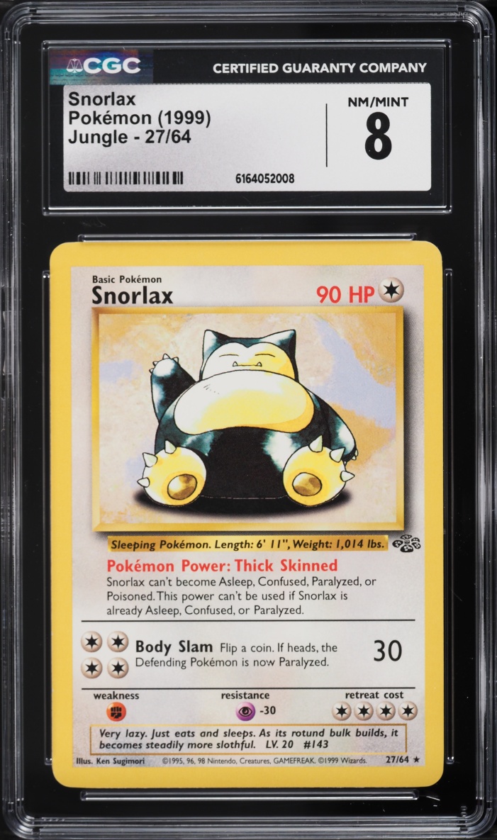 1999 Pokemon Jungle Snorlax #27 CGC 8 NM-MT