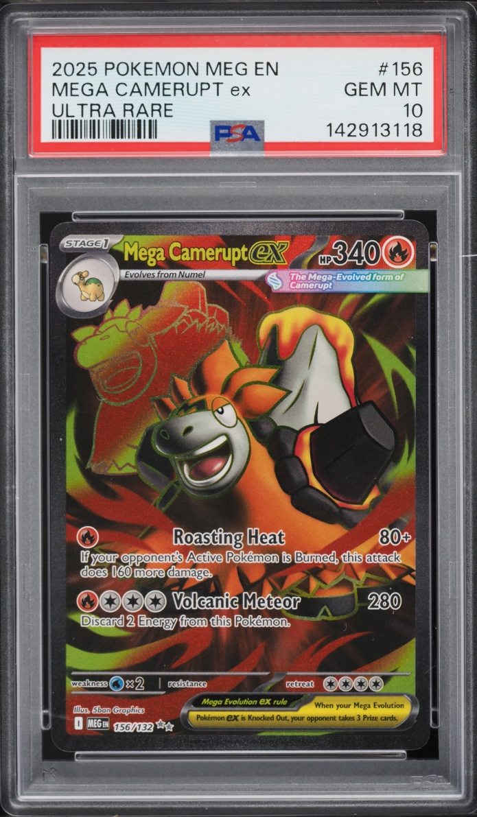 2025 Pokemon Mega Evolution Full Art Mega Camerupt EX #156 PSA 10 GEM MINT