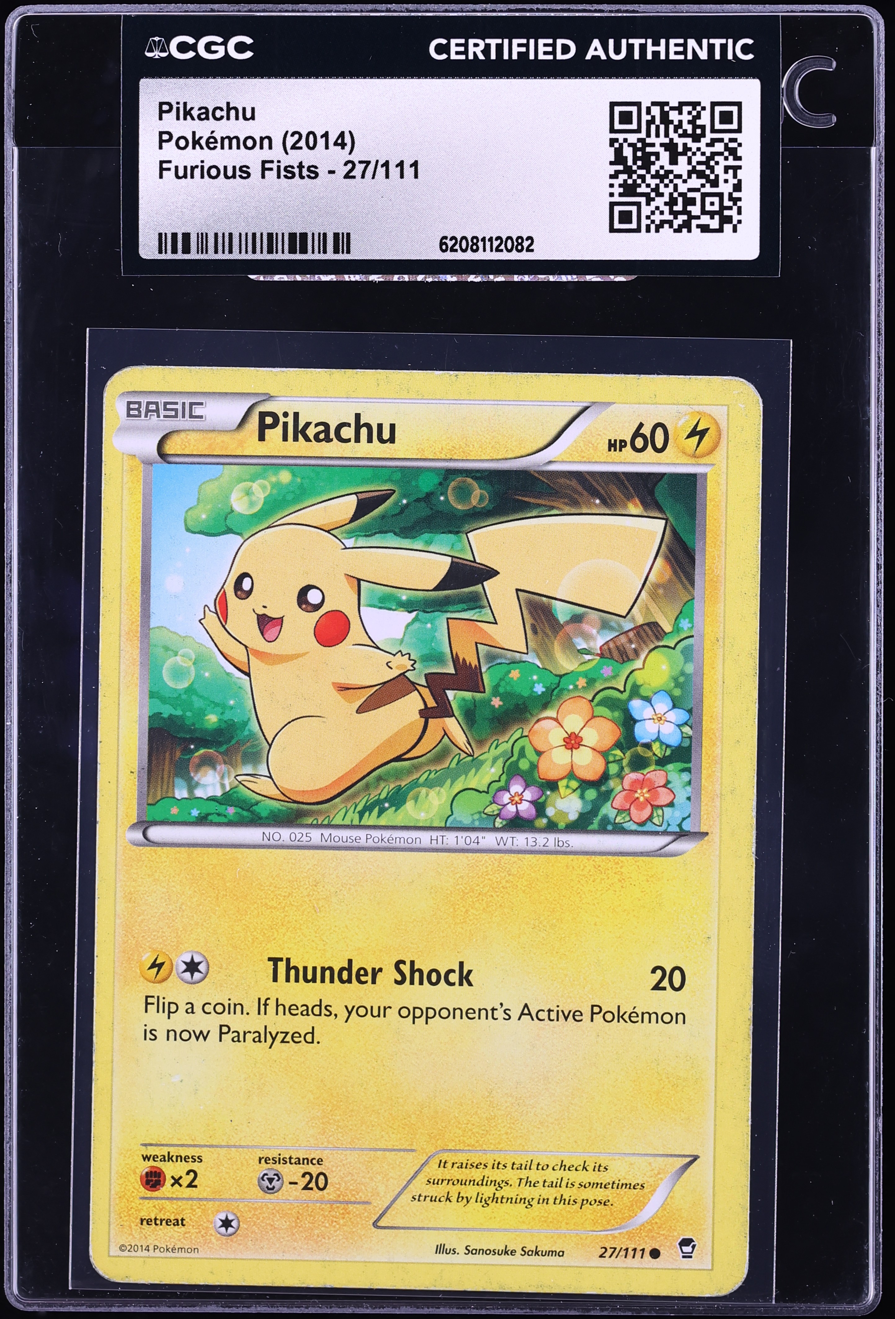 2014 Pokemon XY Furious Fists Pikachu #27 CGC AUTH