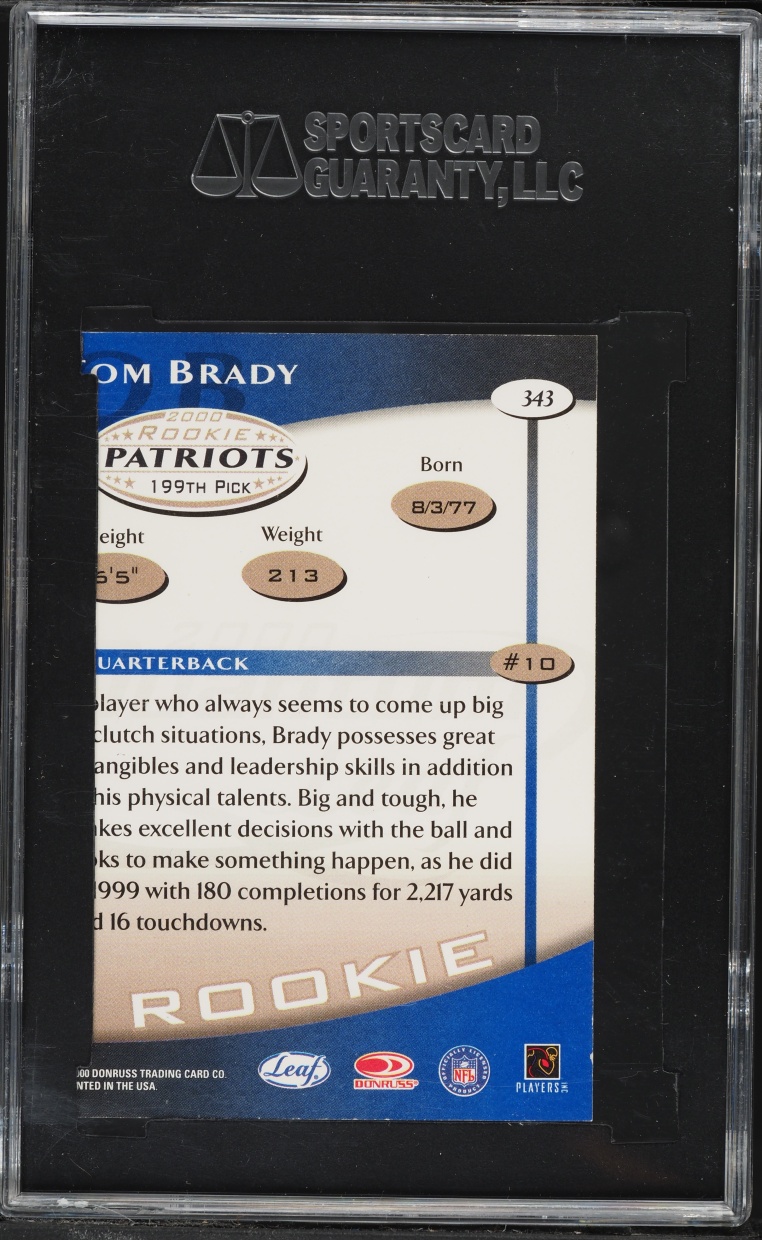 2000 Quantum Leaf Tom Brady ROOKIE #343 SGC 8 NM-MT