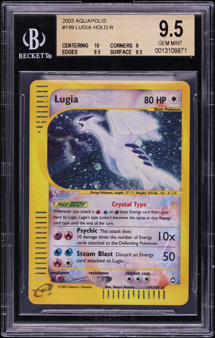2003 Pokemon Aquapolis Holo Crystal Lugia #149 BGS 9.5 GEM MINT