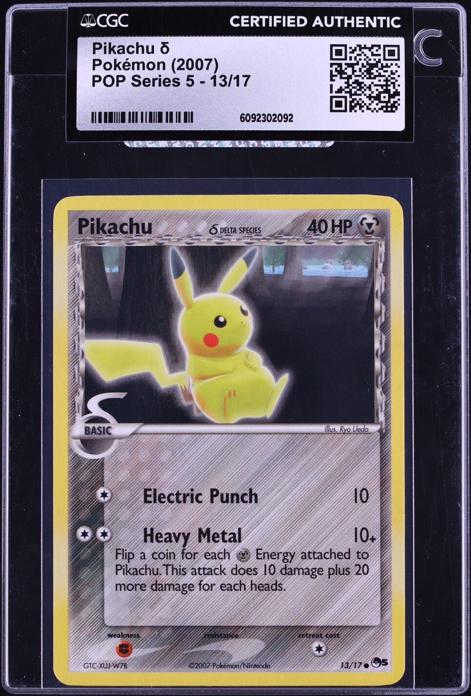 2007 Pokemon POP Series 5 Pikachu #13 CGC AUTH