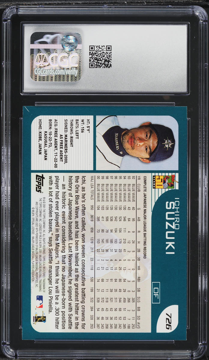 2001 Topps Ichiro ROOKIE #726 CGC 9 MINT