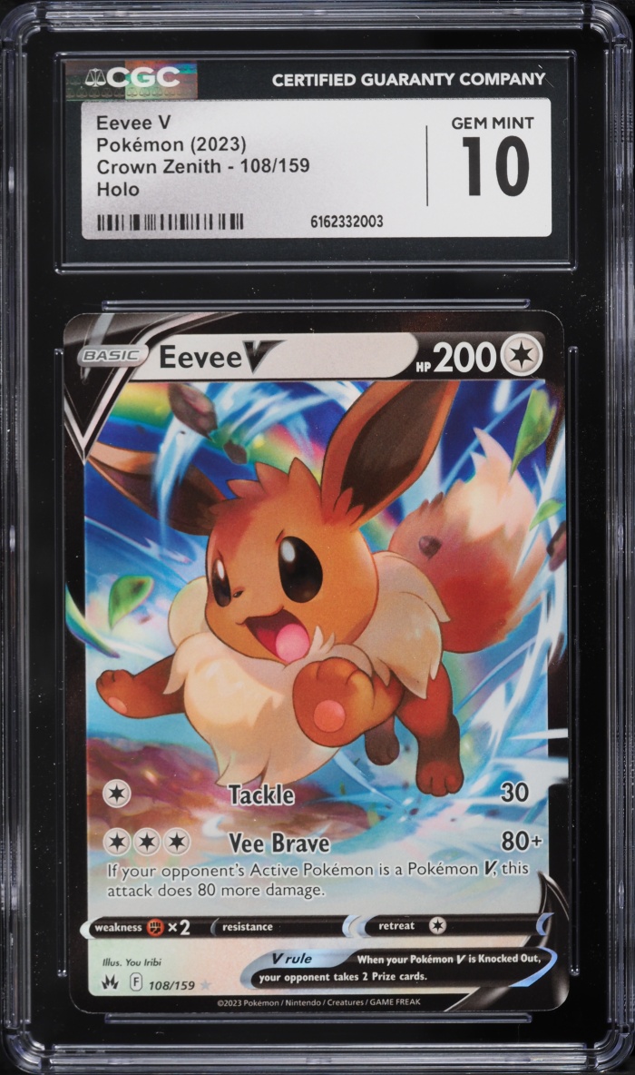 2023 Pokemon Sword & Shield Crown Zenith Full Art Eevee V #108 CGC 10 GEM MINT