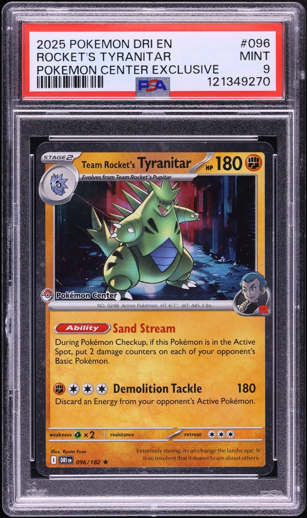2025 Pokemon SV Destined Rivals Center Exclusive Team Rocket's Tyranitar #96 PSA 9 MINT