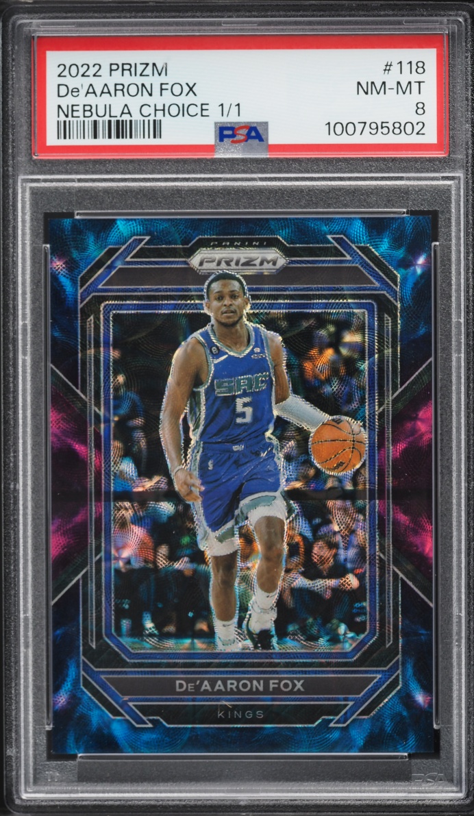 2022 Panini Prizm Nebula Choice De'Aaron Fox 1/1 #118 PSA 8 NM-MT