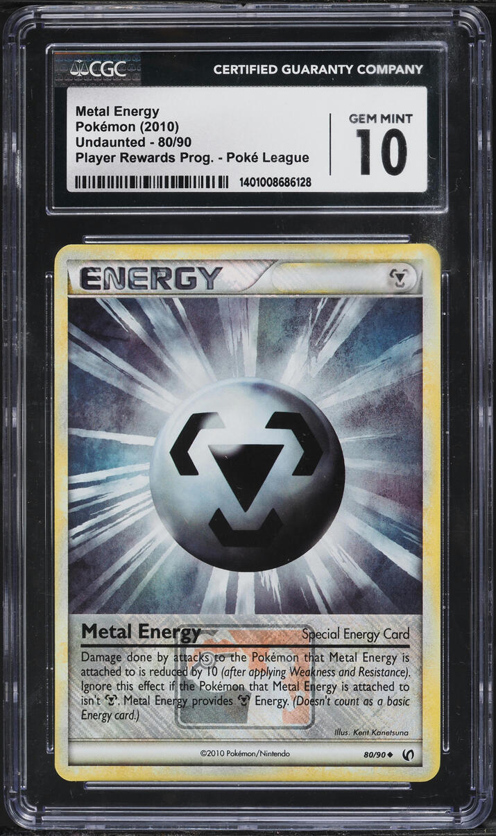 2010 Pokemon HGSS Undaunted Player Reward Program Poke League Metal Energy #80 CGC 10 GEM MINT