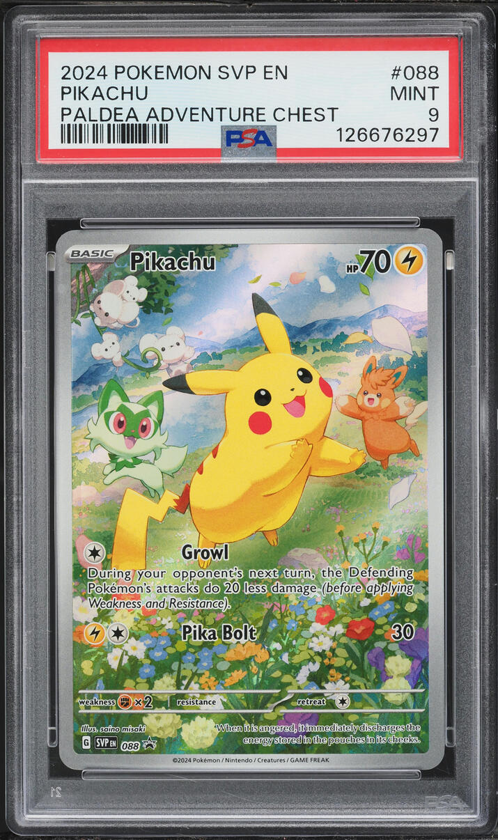 2024 Pokemon Scarlet & Violet Promo Paldea Adventure Chest Full Art Pikachu #88 PSA 9 MINT