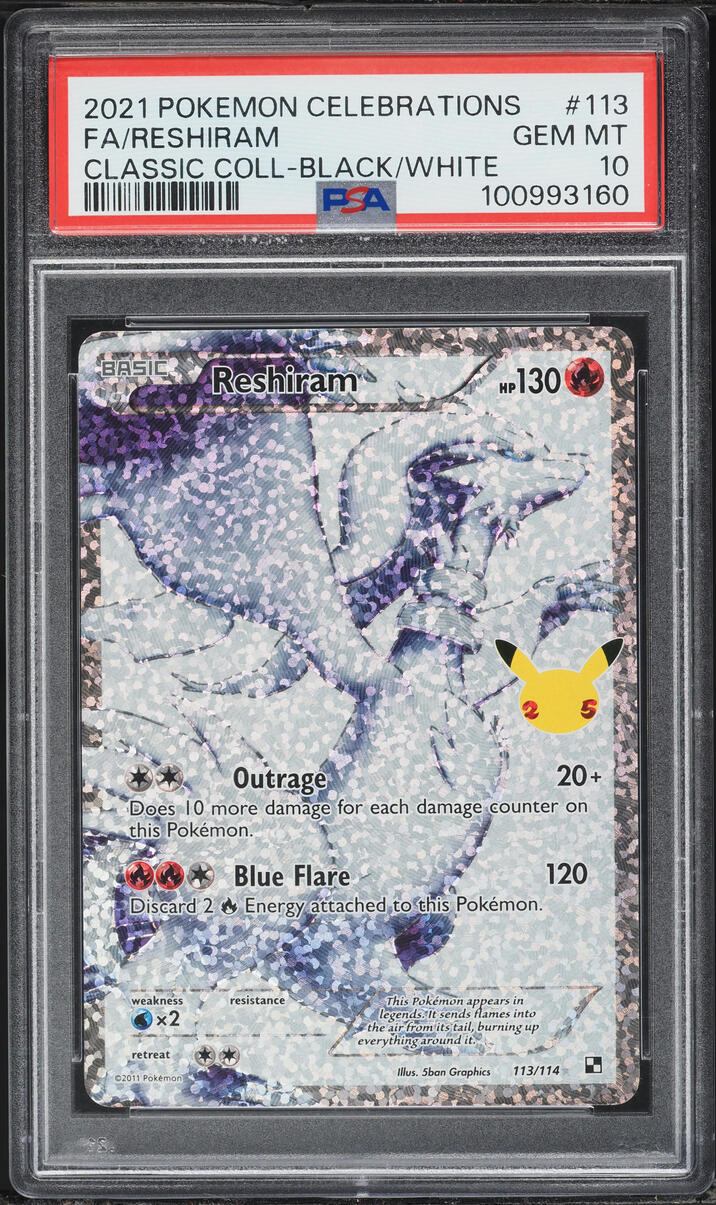 2021 Pokemon Sword & Shield Celebrations Classic Collection Reshiram #113 PSA 10 GEM MINT